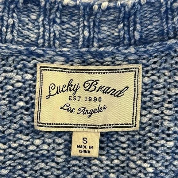 Lucky Brand Wool Blend Knit Striped Open Cardigan with Fringe Trim Size Small - Picture 7 of 8